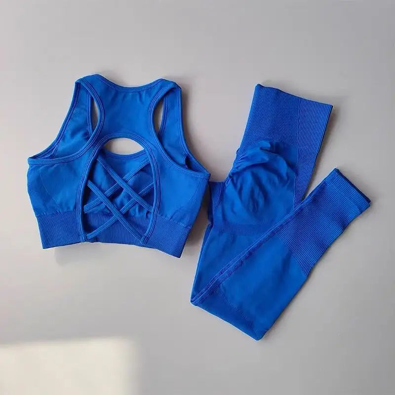Conjunto deportivo de mujer sin costuras de top y calza