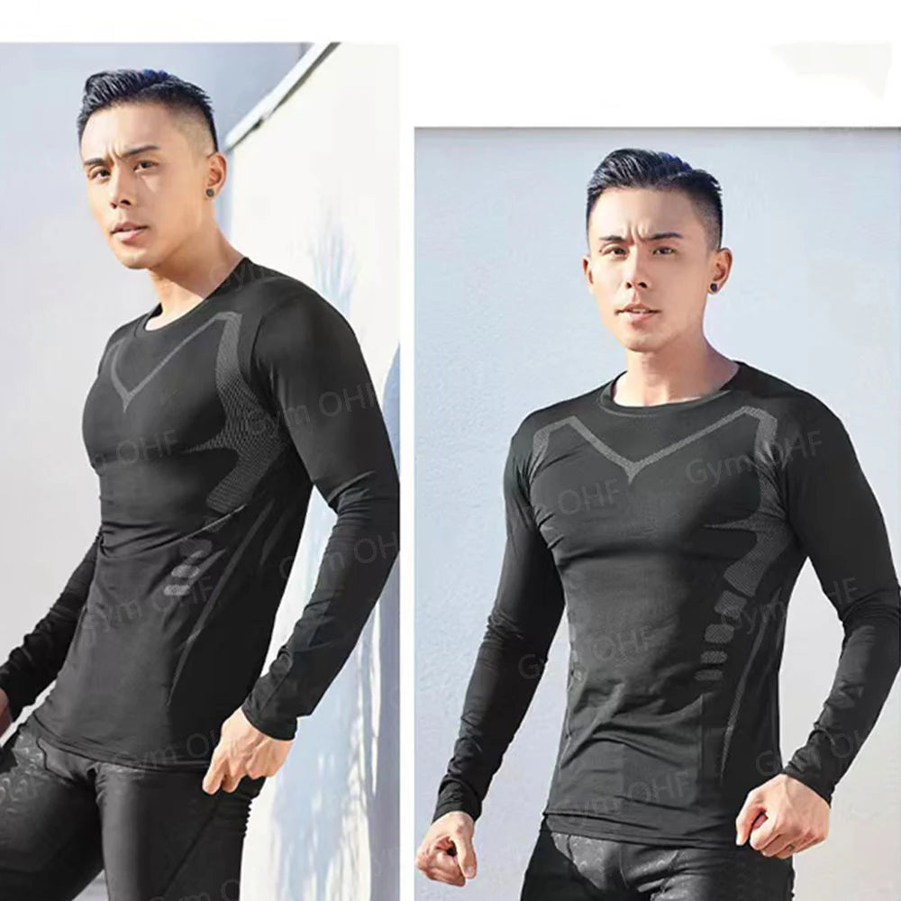 Remera deportiva ajustada de hombre de manga corta