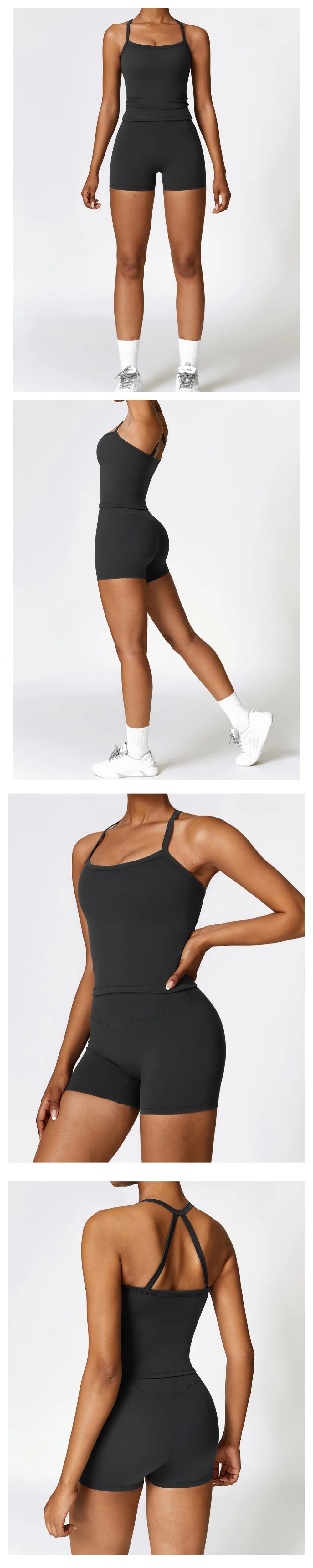 Conjunto deportivo de top con relleno y biker de tiro alto