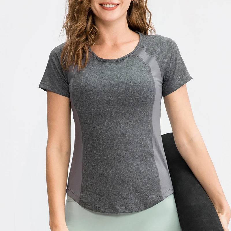 Remera deportiva de manga corta en poliéster y elastano