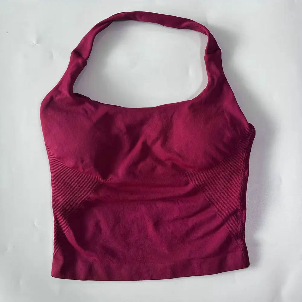 Top deportivo largo halter con copas removibles