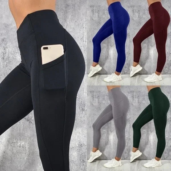 Calza de entrenamiento de tiro alto con bolsillo