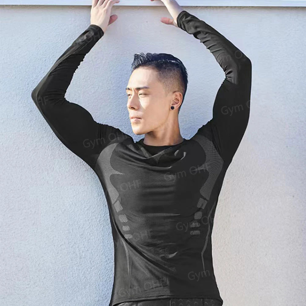 Remera deportiva ajustada de hombre de manga corta