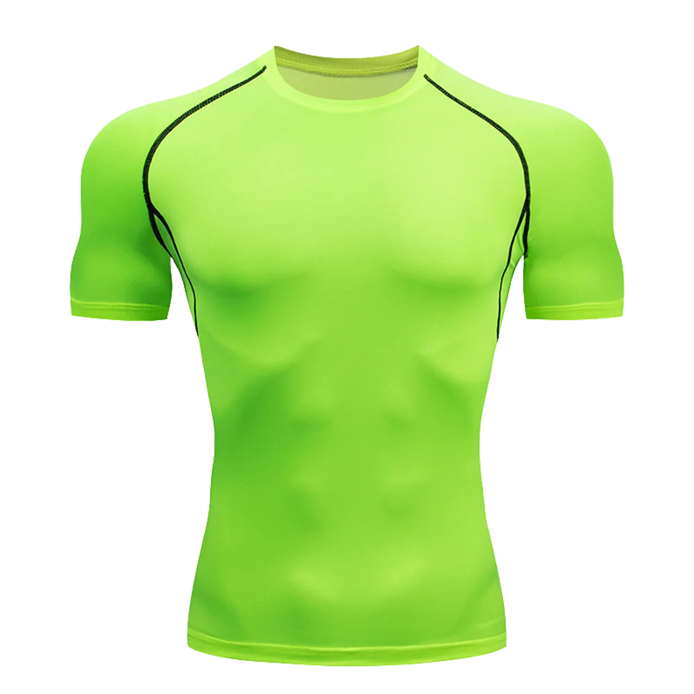 Remera deportiva ajustada de hombre de manga corta