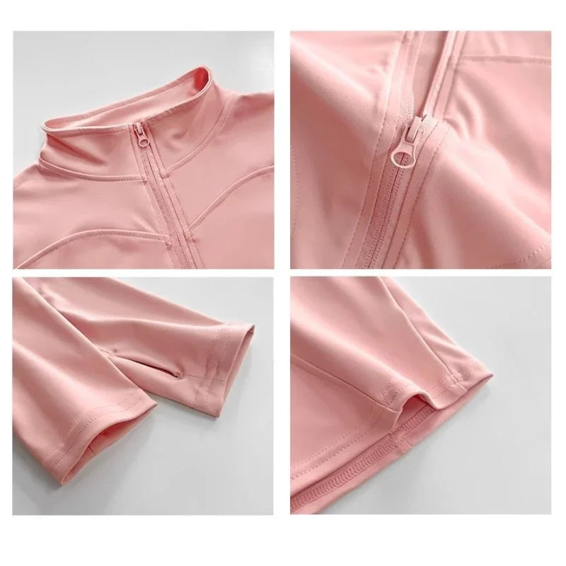 Campera deportiva entallada de mujer con cuello camisero