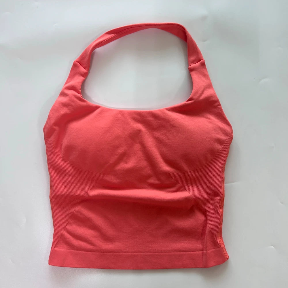 Top deportivo largo halter con copas removibles