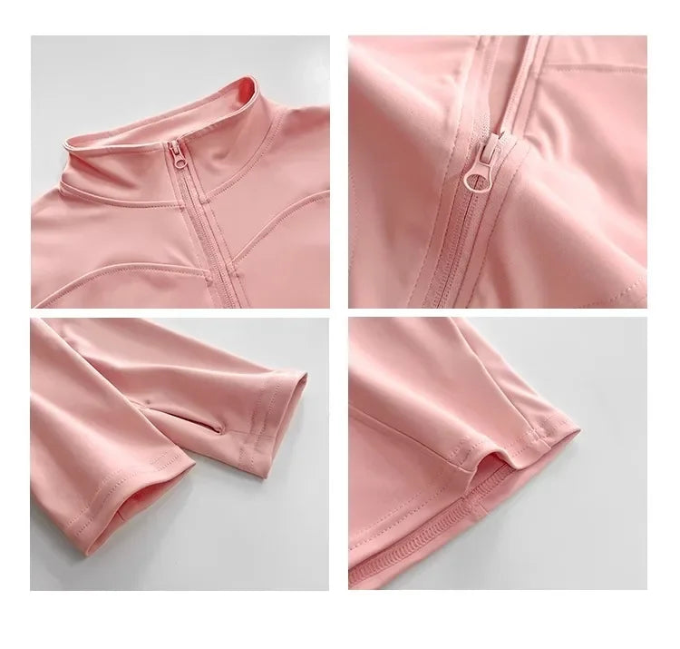 Campera deportiva entallada de mujer con cuello camisero