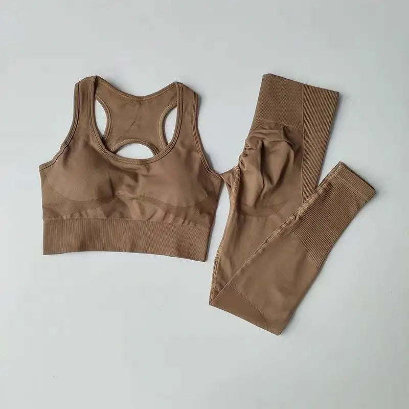Conjunto deportivo de mujer sin costuras de top y calza