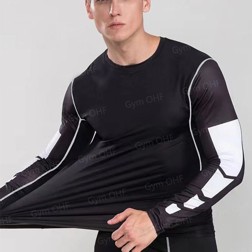 Remera deportiva ajustada de hombre de manga corta