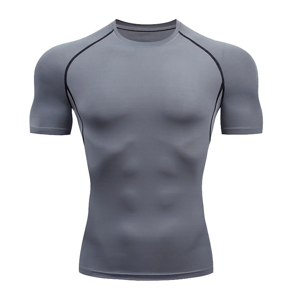 Remera deportiva ajustada de hombre de manga corta
