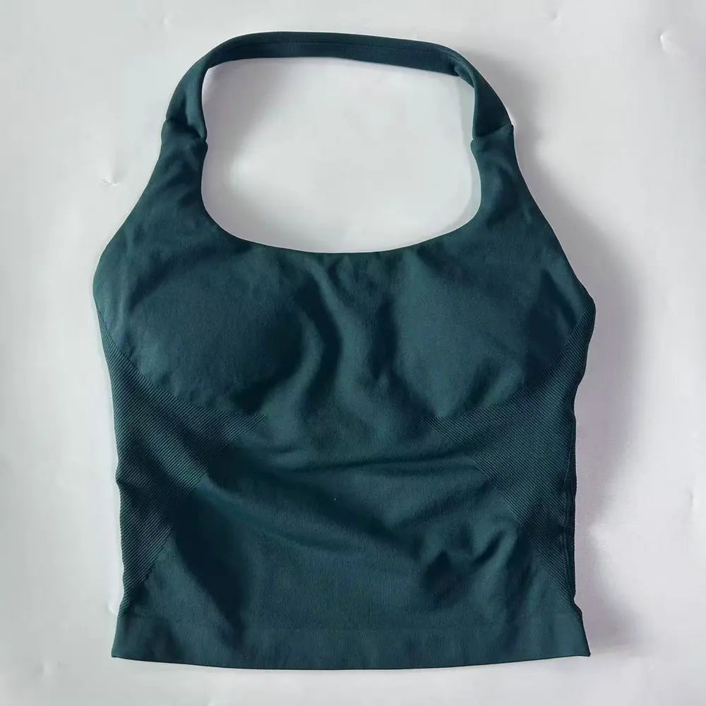 Top deportivo largo halter con copas removibles