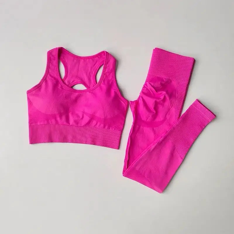 Conjunto deportivo de mujer sin costuras de top y calza