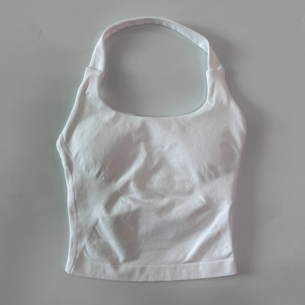Top deportivo largo halter con copas removibles