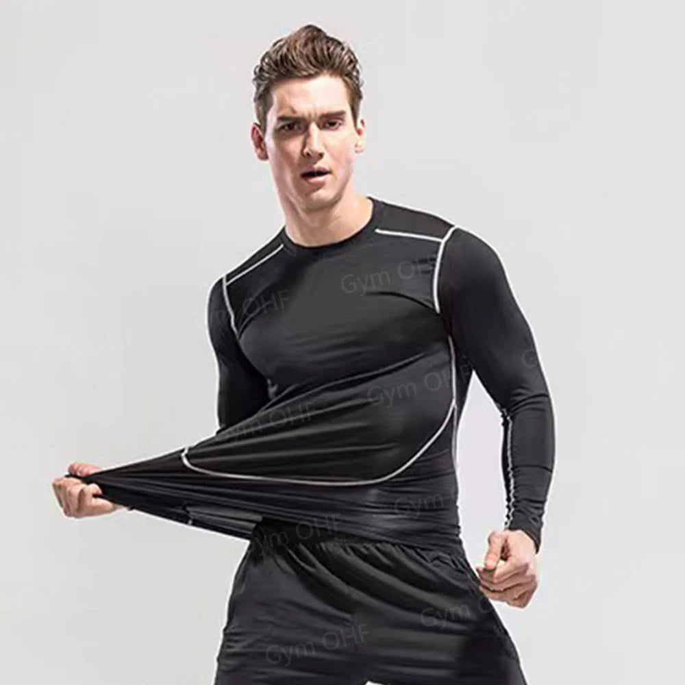 Remera deportiva ajustada de hombre de manga corta