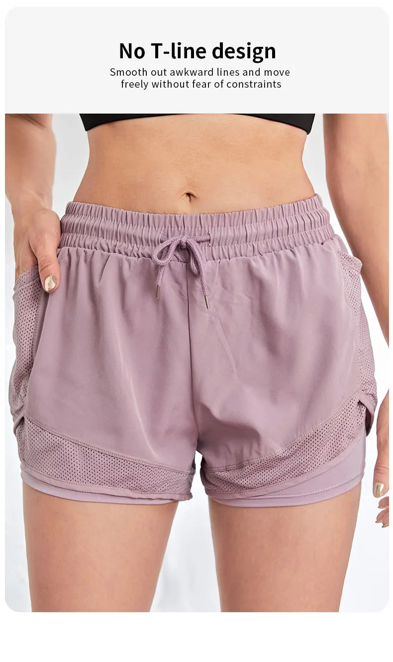 Short deportivo con bolsillos y efecto doble capa