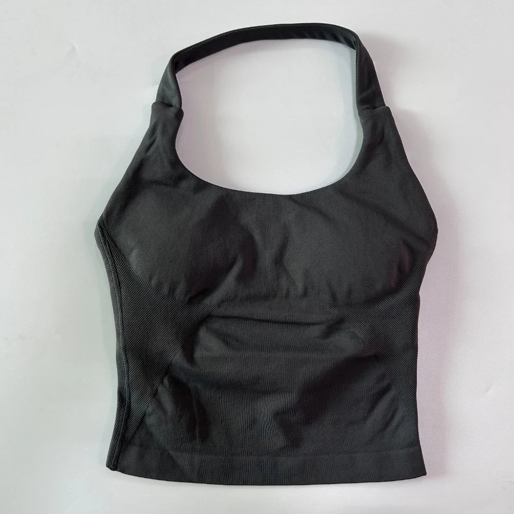 Top deportivo largo halter con copas removibles