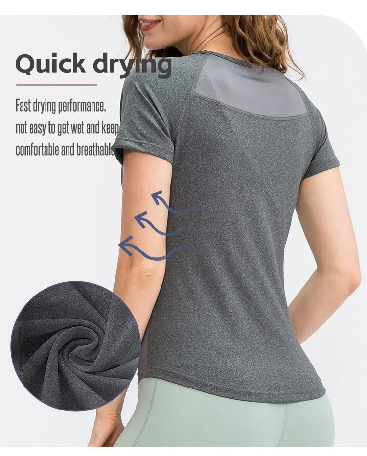 Remera deportiva de manga corta en poliéster y elastano