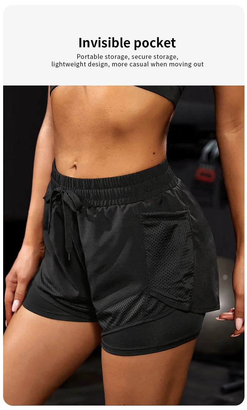 Short deportivo con bolsillos y efecto doble capa