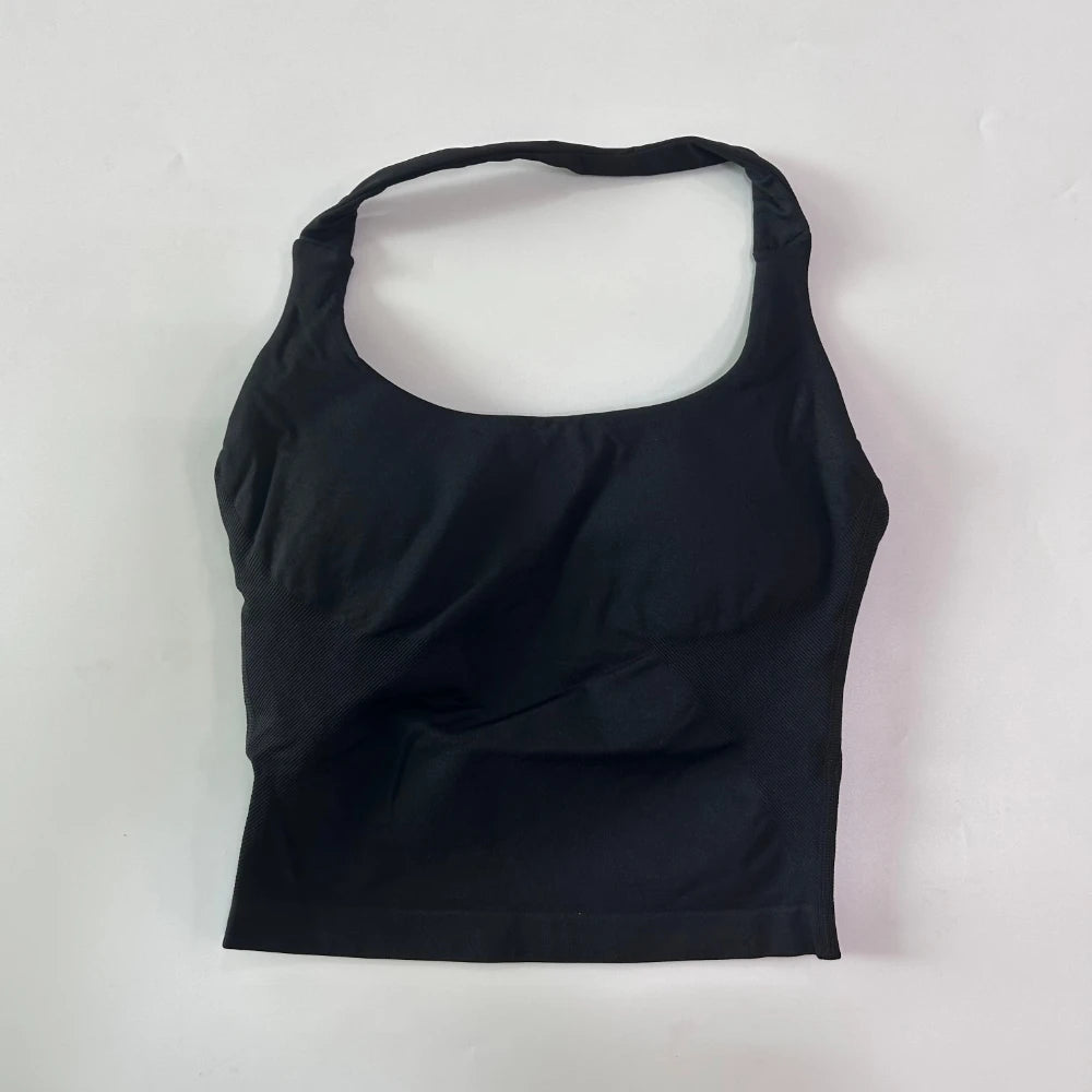 Top deportivo largo halter con copas removibles