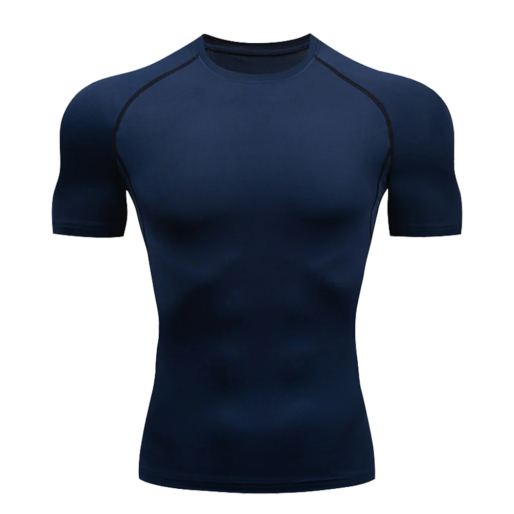 Remera deportiva ajustada de hombre de manga corta