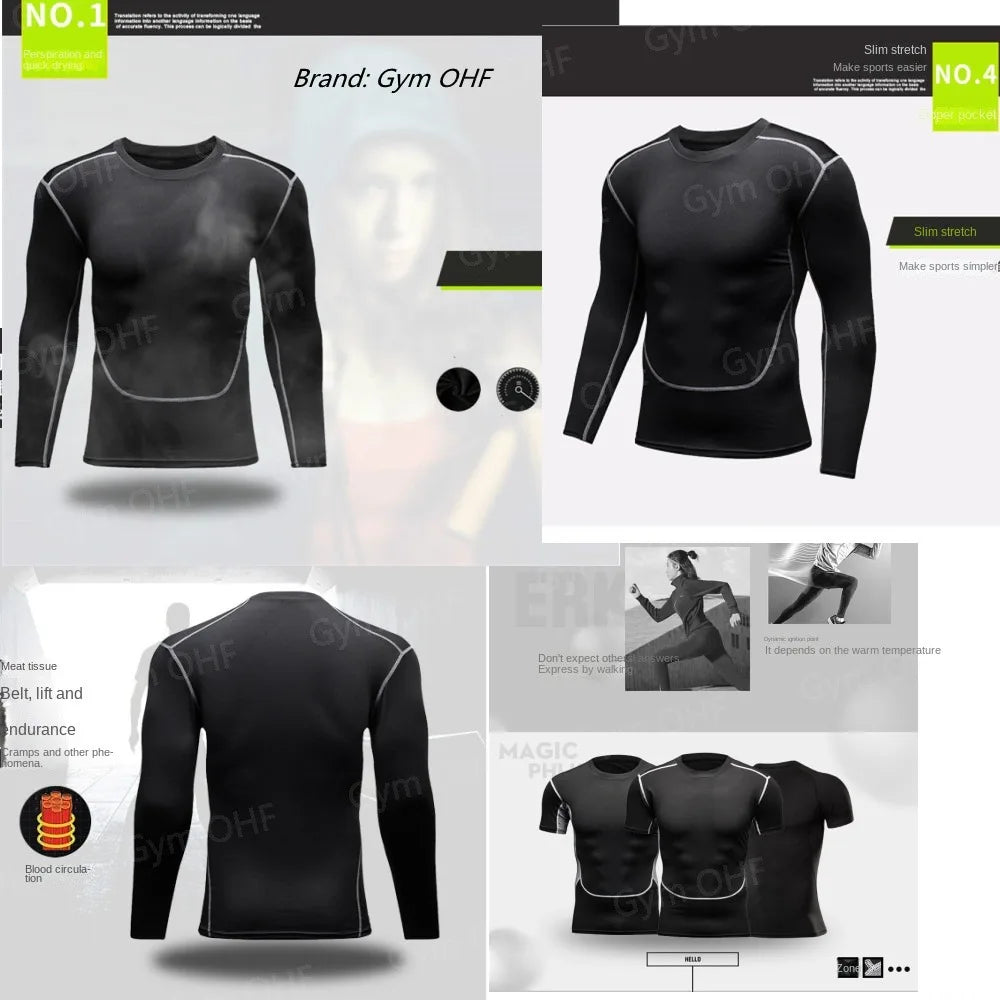 Remera deportiva ajustada de hombre de manga corta