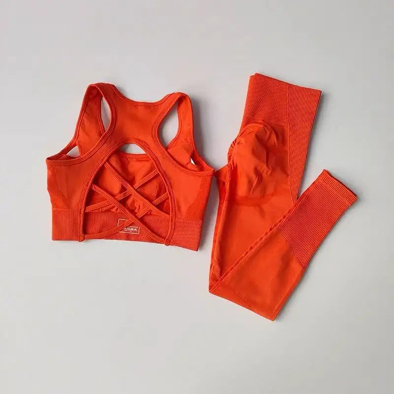 Conjunto deportivo de mujer sin costuras de top y calza