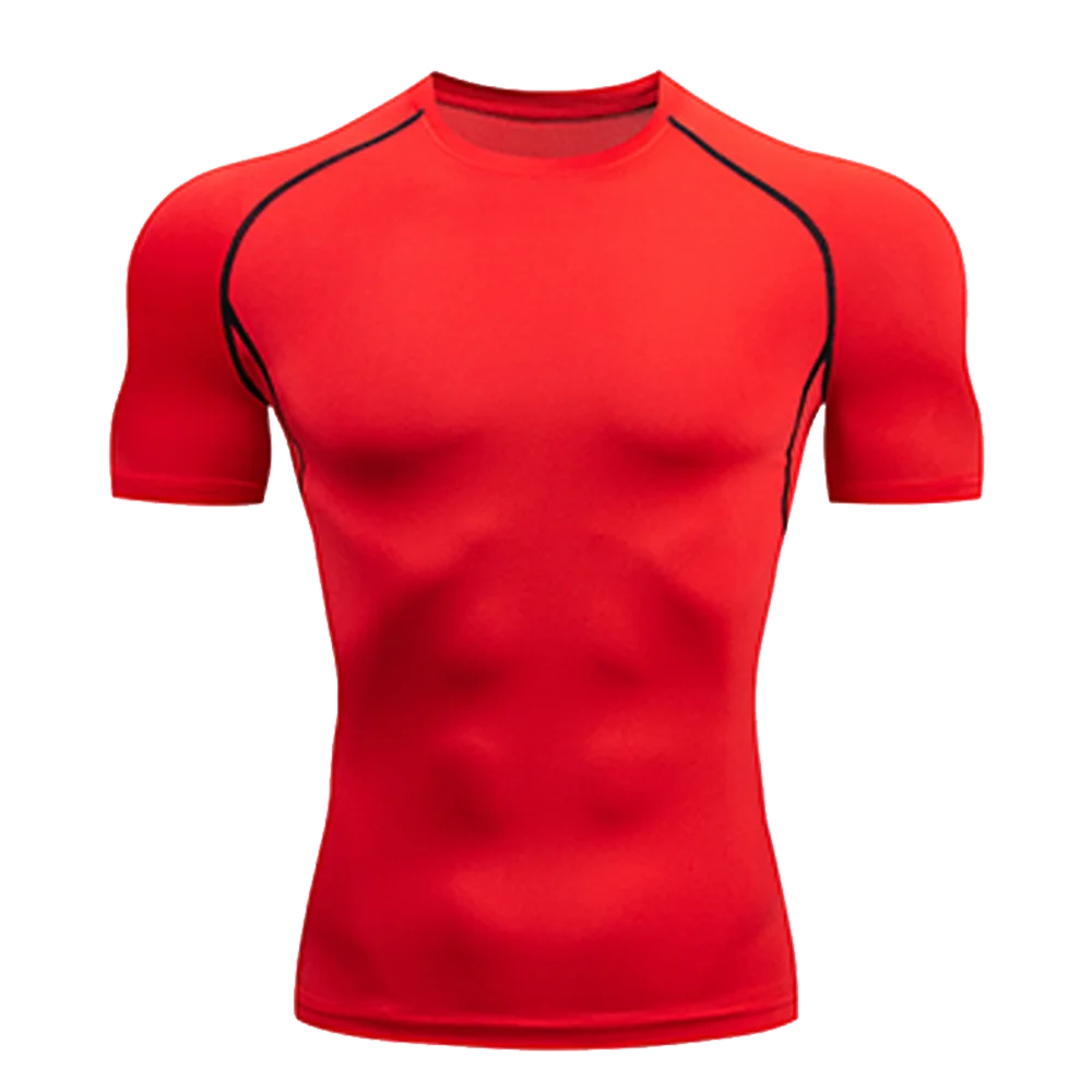 Remera deportiva ajustada de hombre de manga corta