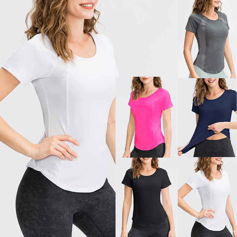 Remera deportiva de manga corta en poliéster y elastano