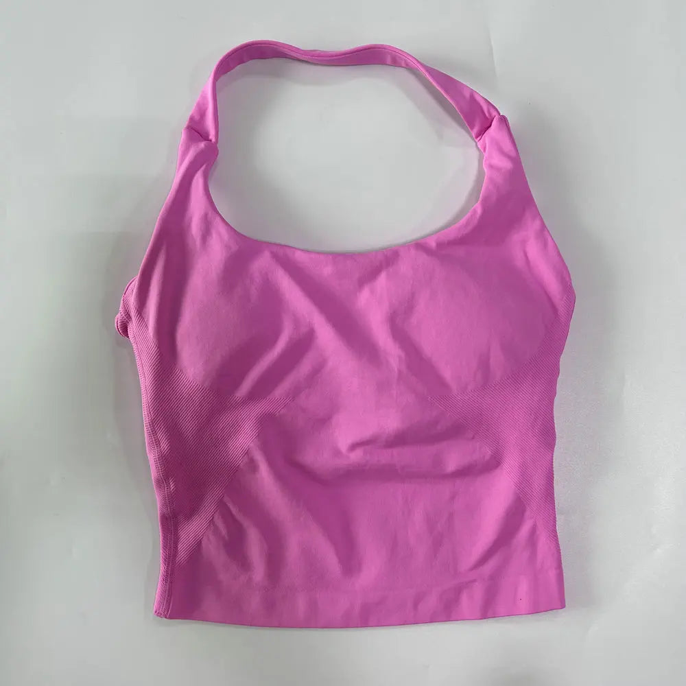 Top deportivo largo halter con copas removibles