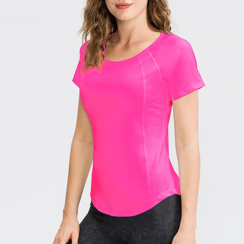 Remera deportiva de manga corta en poliéster y elastano