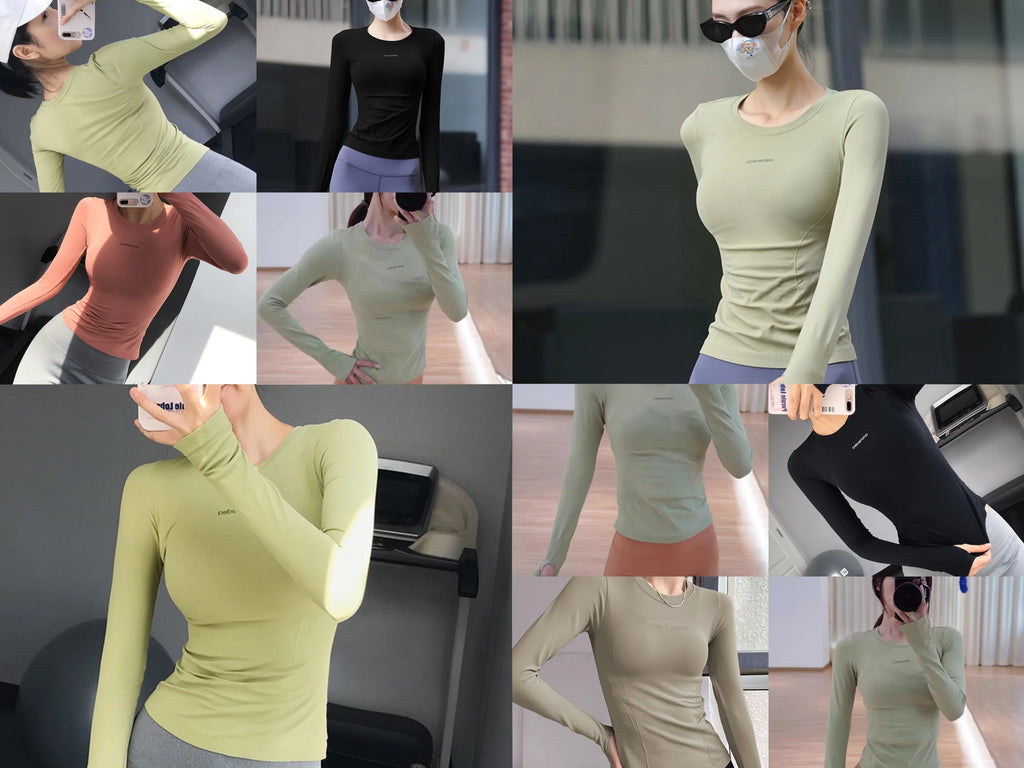 Remera deportiva ajustada de manga larga
