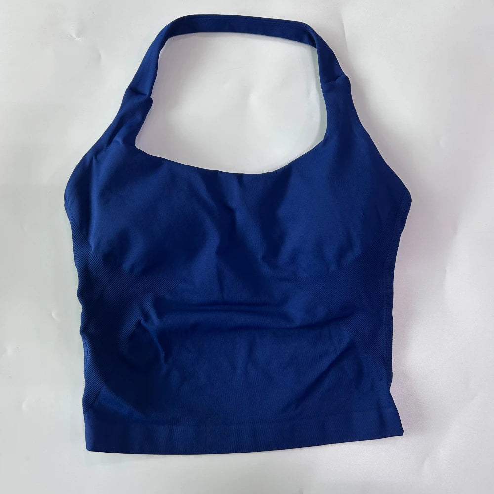 Top deportivo largo halter con copas removibles