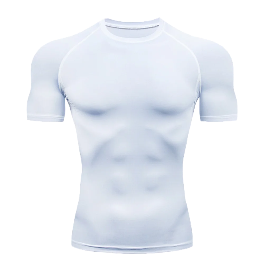 Remera deportiva ajustada de hombre de manga corta