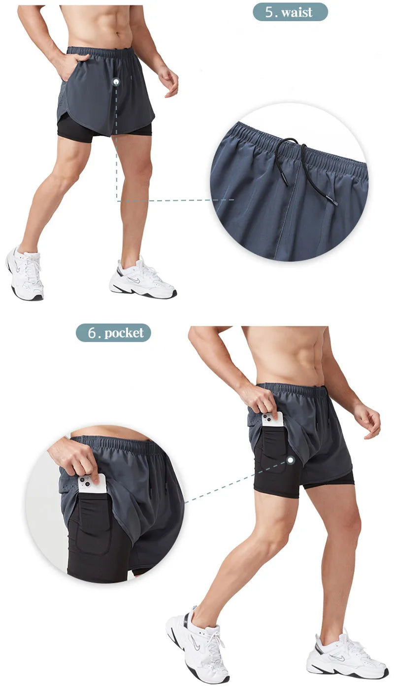 Short de running de hombre de doble capa