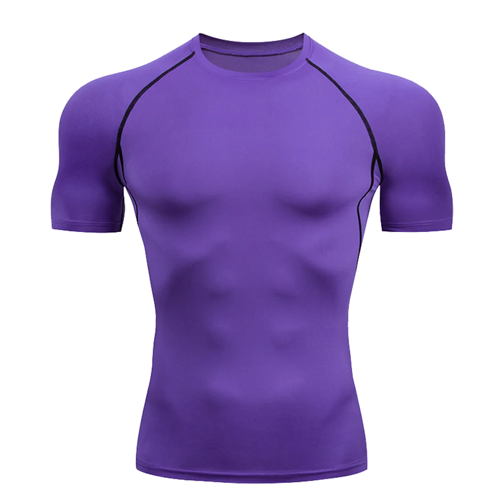 Remera deportiva ajustada de hombre de manga corta