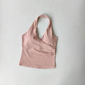 Top deportivo largo con escote en V y cuello halter