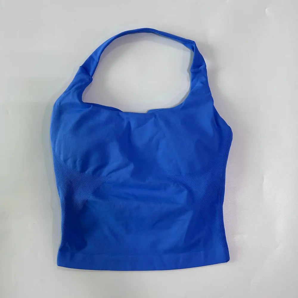Top deportivo largo halter con copas removibles