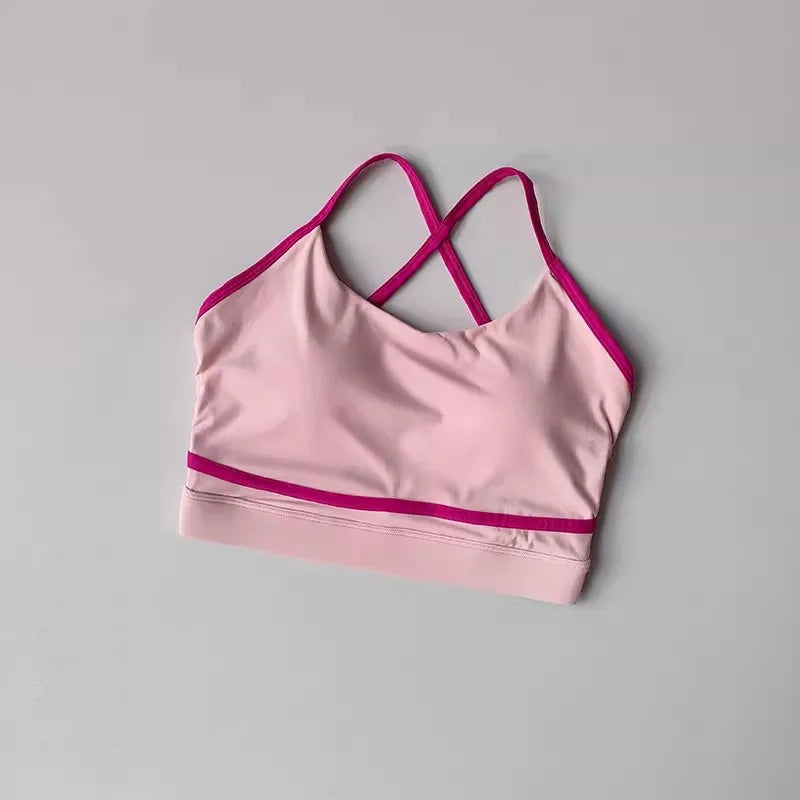 Conjunto deportivo de top y calza de tiro alto con bloques de color