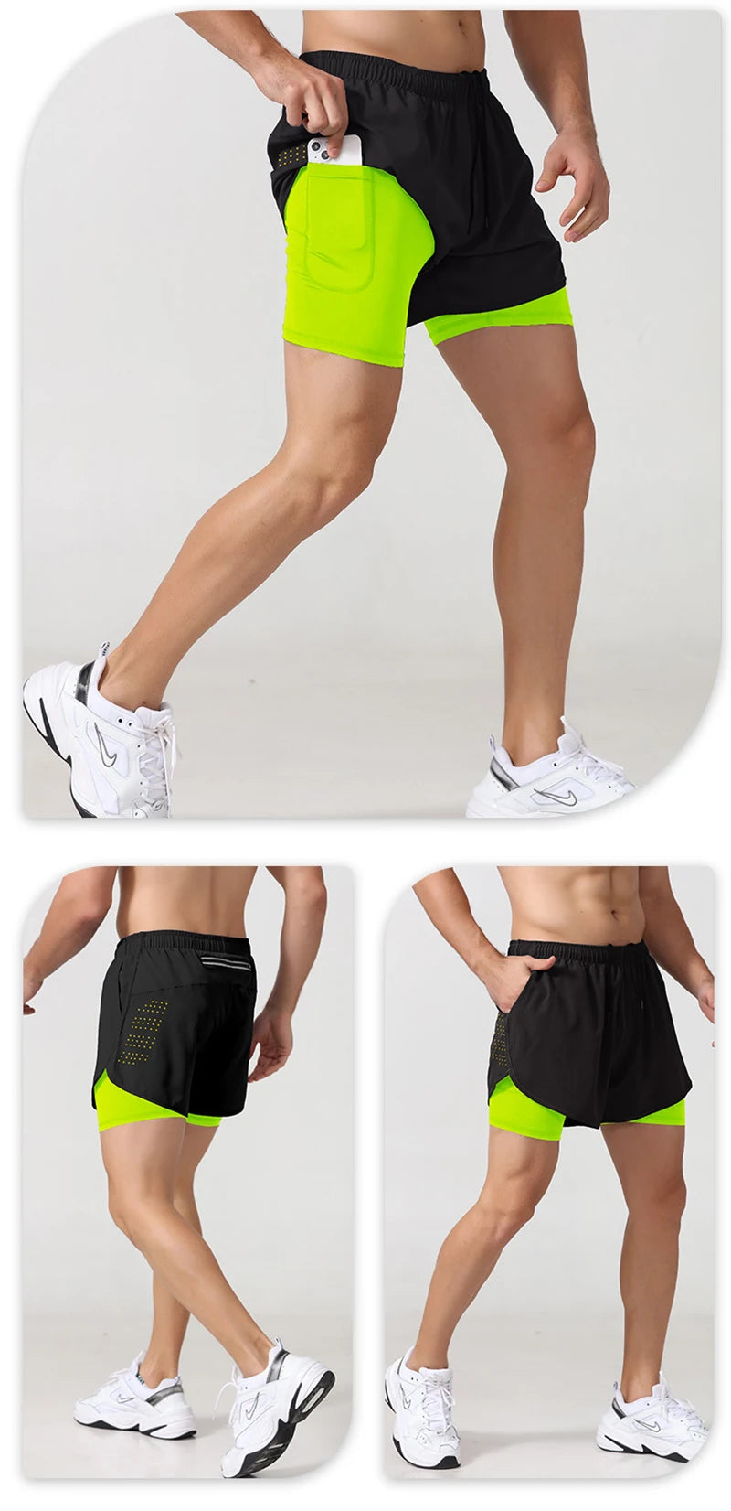 Short de running de hombre de doble capa