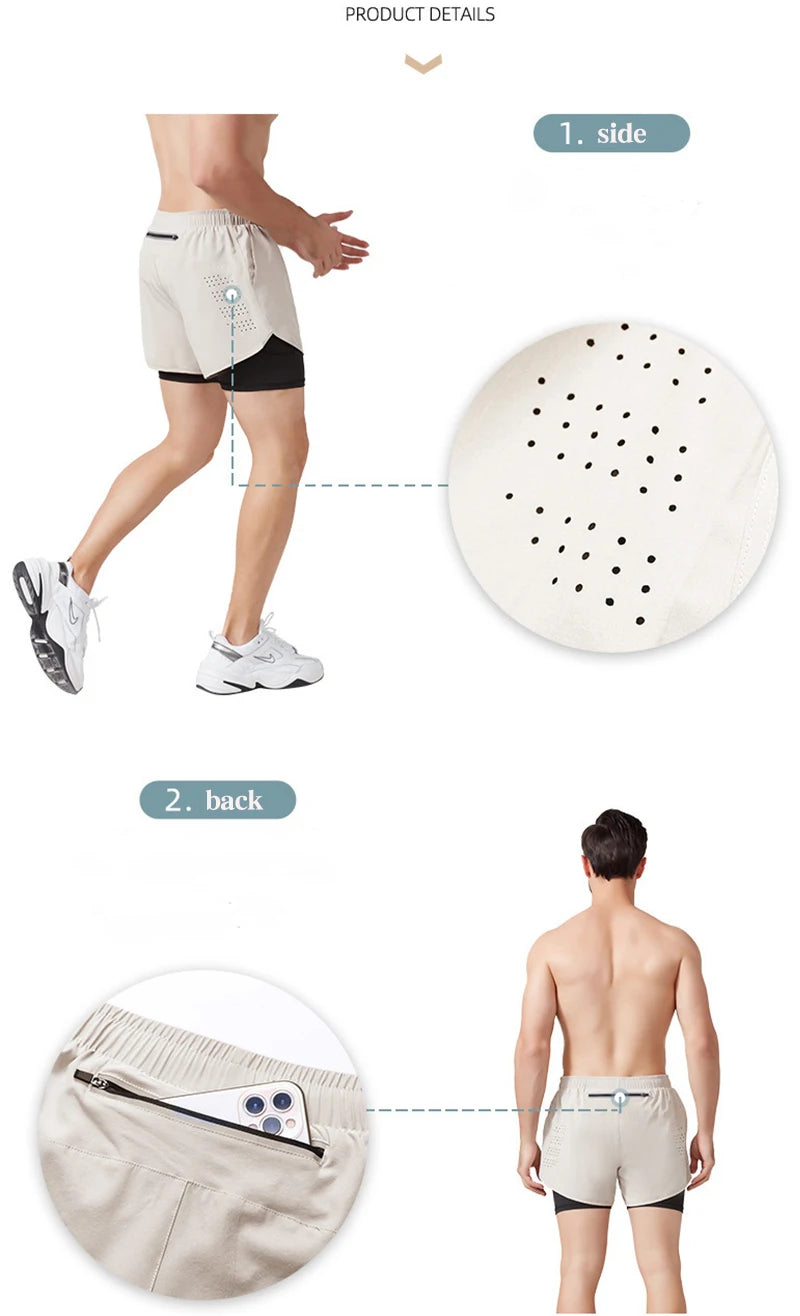 Short de running de hombre de doble capa