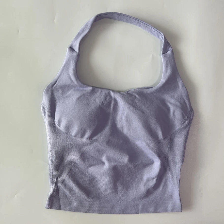 Top deportivo largo halter con copas removibles