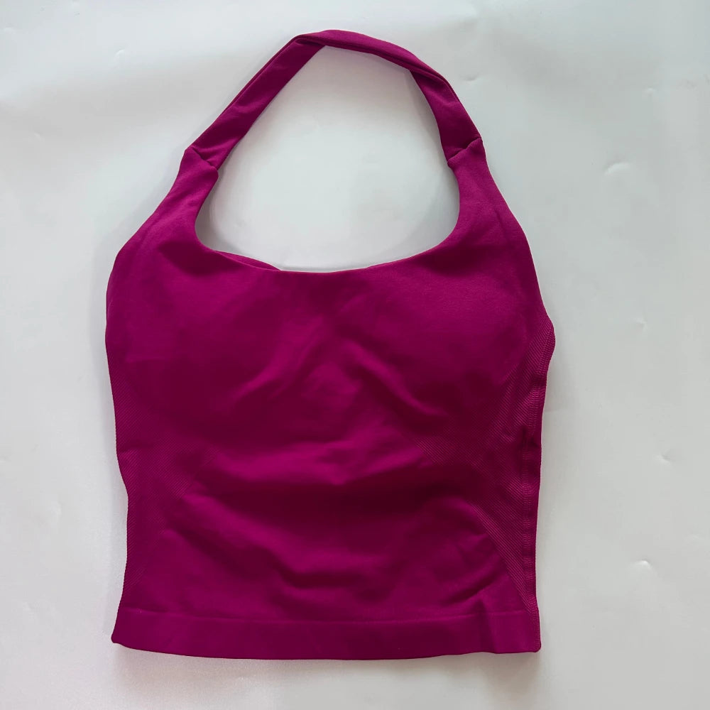 Top deportivo largo halter con copas removibles