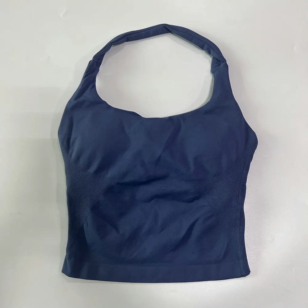 Top deportivo largo halter con copas removibles