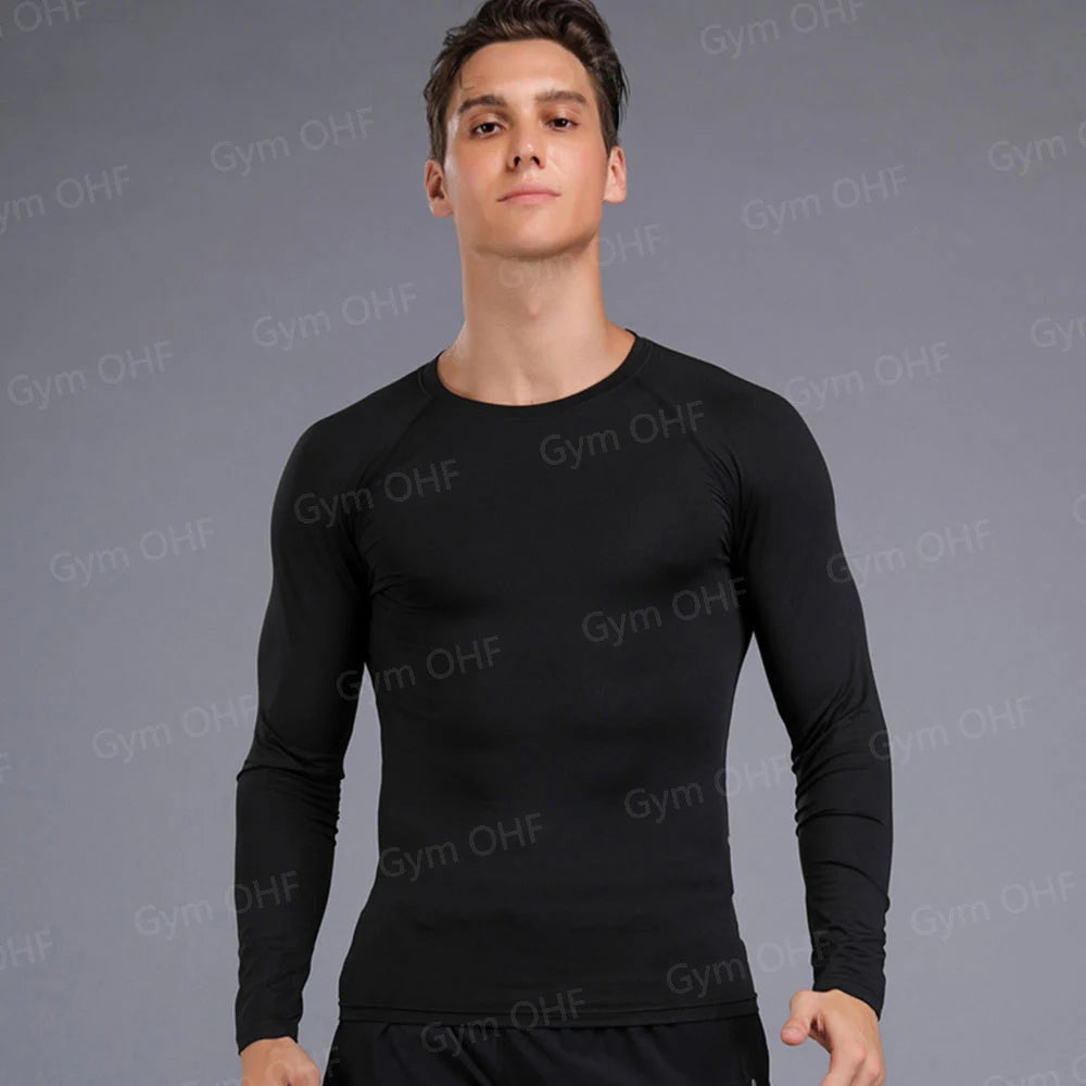 Remera deportiva ajustada de hombre de manga corta