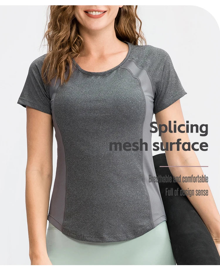 Remera deportiva de manga corta en poliéster y elastano