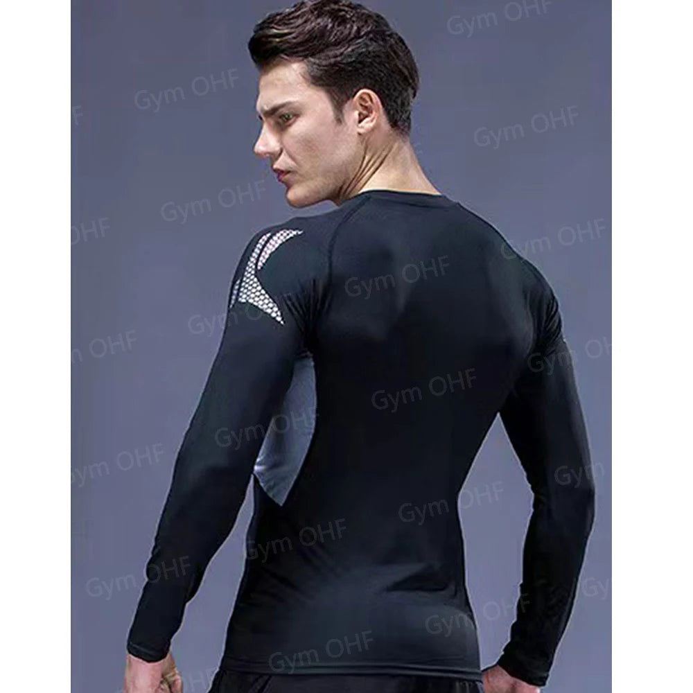 Remera deportiva ajustada de hombre de manga corta