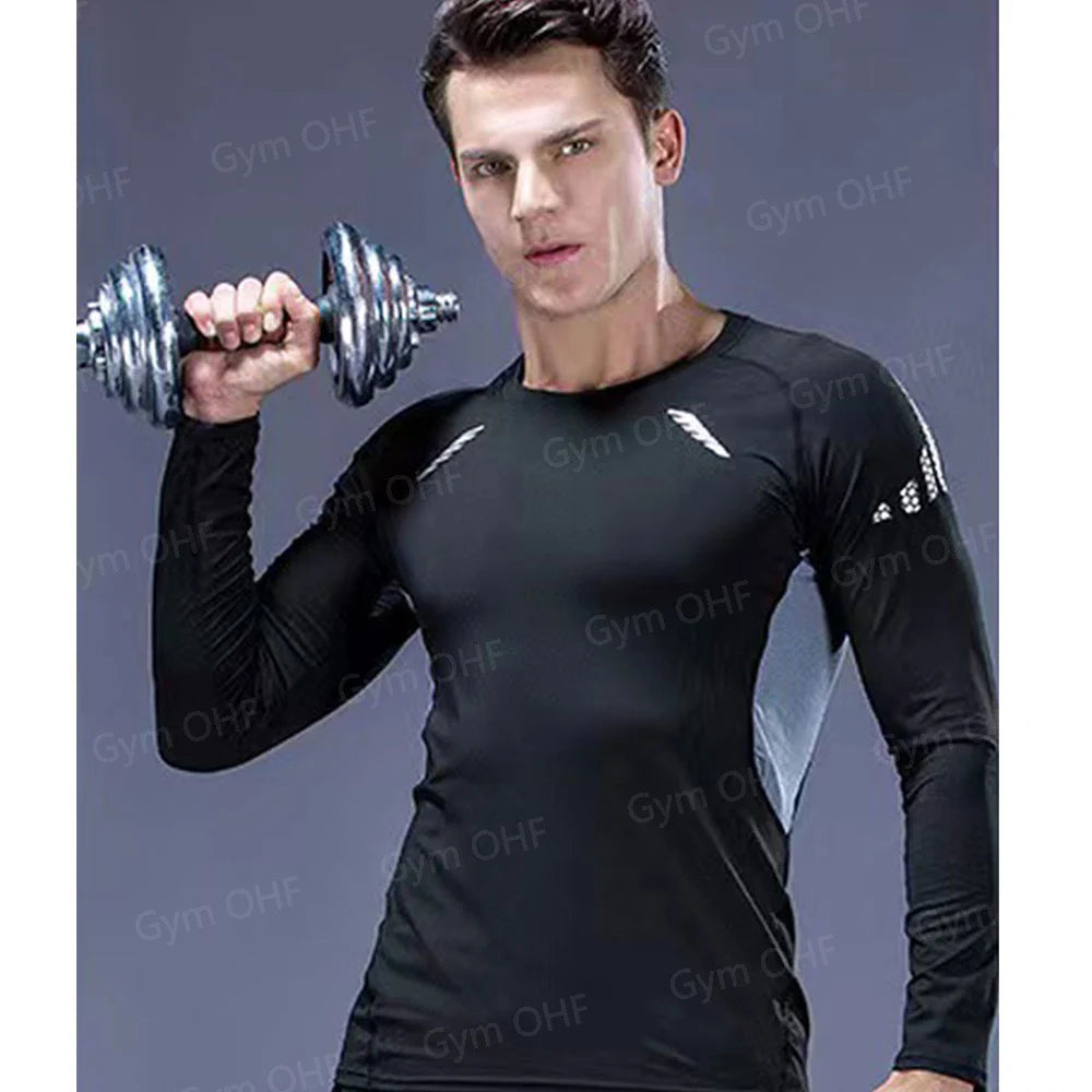 Remera deportiva ajustada de hombre de manga corta