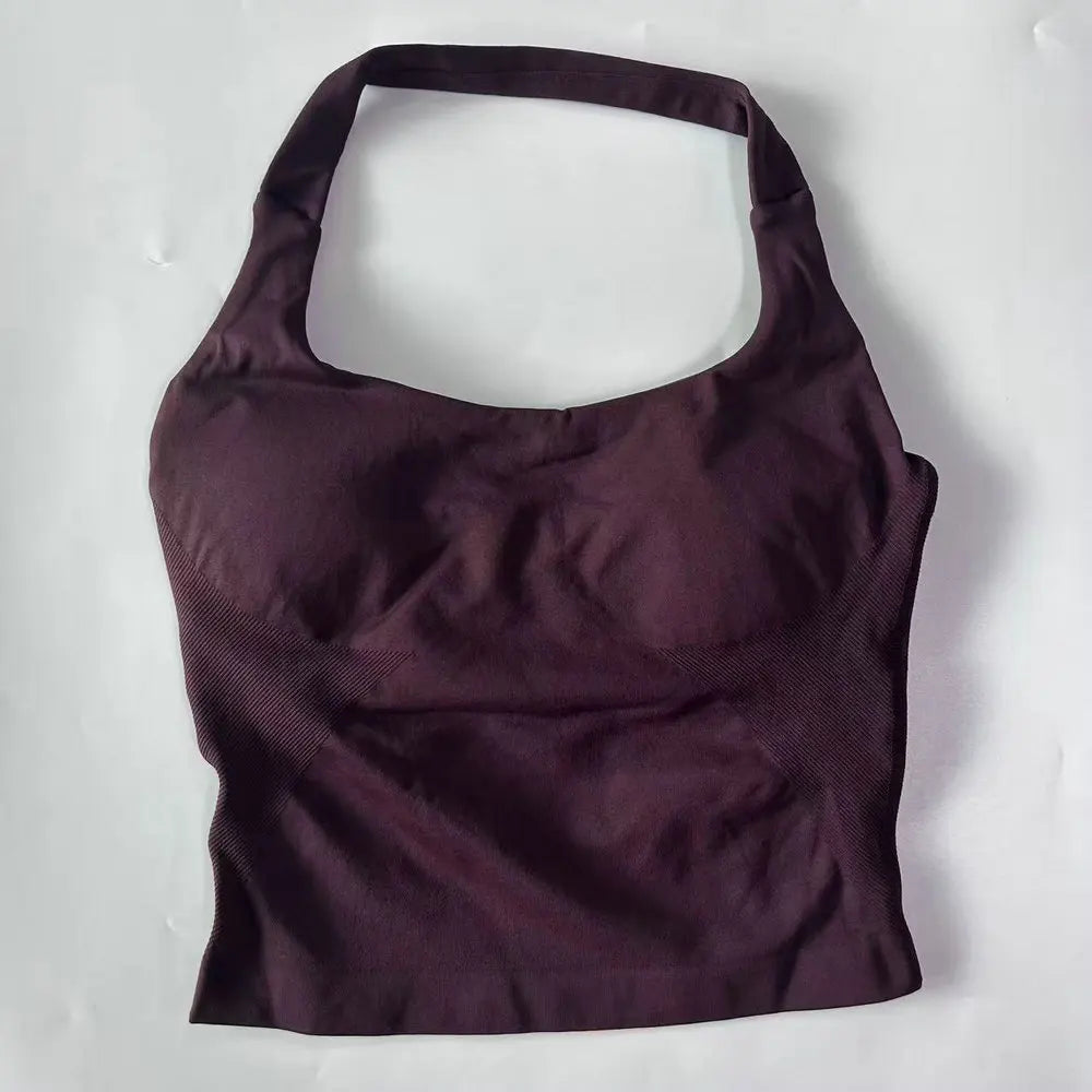 Top deportivo largo halter con copas removibles