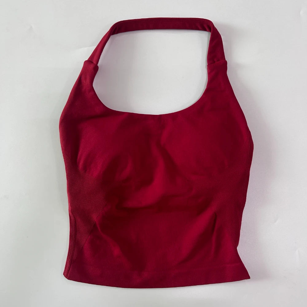 Top deportivo largo halter con copas removibles