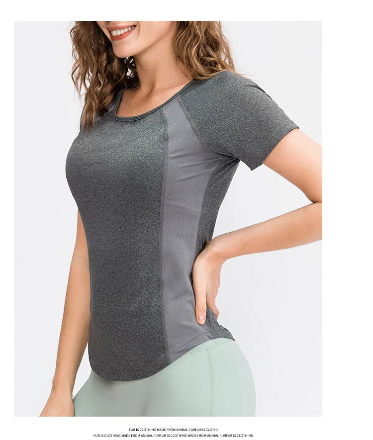 Remera deportiva de manga corta en poliéster y elastano